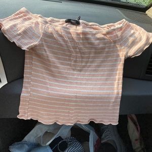 Forever 21 pink stripped cropped shirt